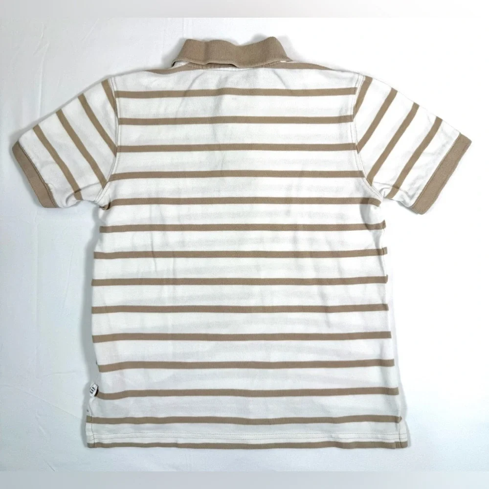 GAP KIDS Boys Striped Polo Shirt Size M 8-9 Khaki Cream Short Sleeve Classic‎
